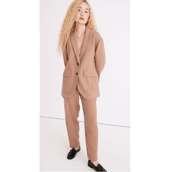 Madewell Larsen Women’s  XS Brown Cotton Linen Blend Relaxed LIned Vented Blazer - Picture 1 of 13